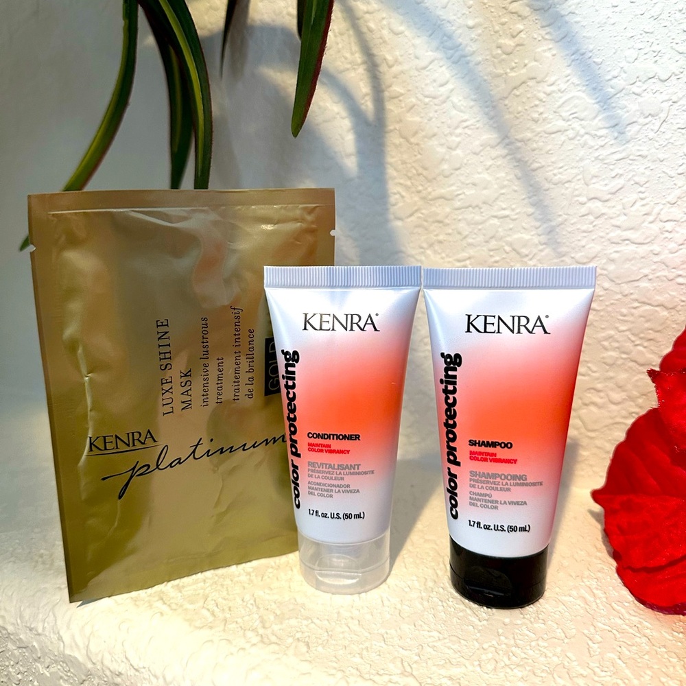 Kenra Maintain Color Vibrancy travel kit shampoo, condition, luxe shine mask.